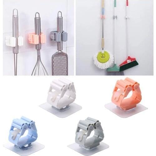 Mop Rack Bathroom Accessories Wall Mounted Shelf Organizer Hook Broom Holder Hanger Hanging Pipe Hooks Kitchen Storage Tool