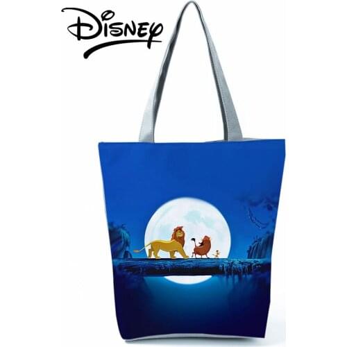 Disney The Lion King Handbag Blue Women Shoulder Bag High Capacity Reusable Shopping Bag Moon Graphic Foldable Travel Beach Bag