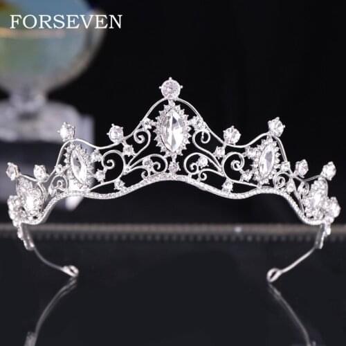 Silver Color Crystal Rhinestone Crown Tiara Bridal Hair Jewelry Hairband Wedding Headdress Headbands With Rhinestones