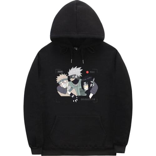 Hoodie For Men Anime Naruto Manga Print Warm Clothing Fleece Streetwear Uzumaki Kakashi Sasuke Haruno Sakura Fashion Hoodies