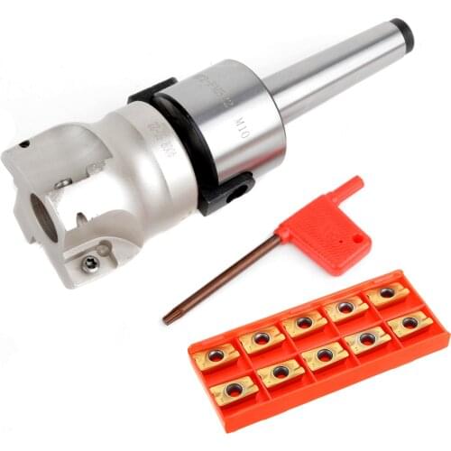 MT2 400R 50mm Face End Mill Cutter + 10pcs Square APMT1604 Carbide Inserts with T15 Spanner Wrench For Plate Cutting Milling