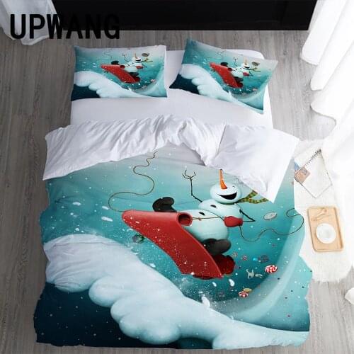 UPWANG 3D Bedding Set Snowman Christmas Printed Duvet/Quilt Cover Set Bedcloth with Pillowcase Bed Set Home Textiles