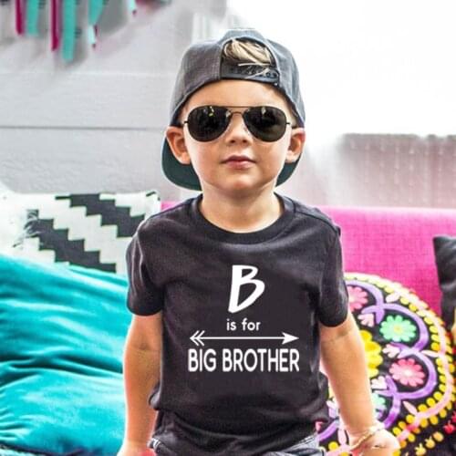 B Is for Big Brother Print Funny Kids Tshirt Toddler Boys Fashion Announcement To Be Big Brothers Tees Children Casual T-shirt