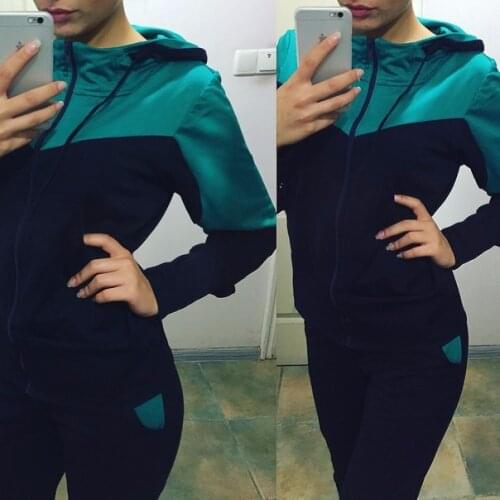 Womens Outdoor Running Sports Suits Two Piece Female Sportswear Climbing Camping Hiking Jacket Pants Jogging Hooded Clothes