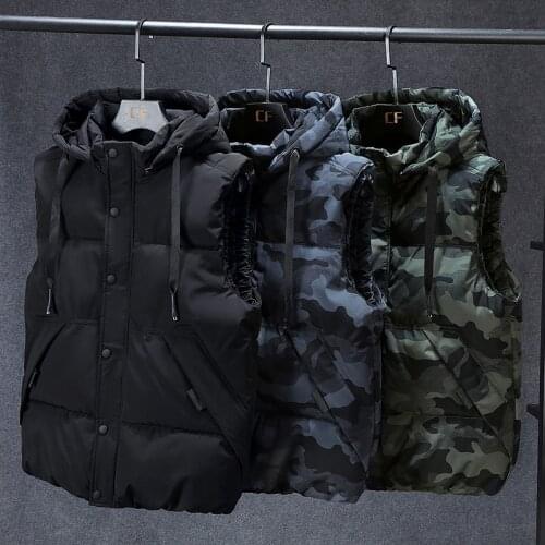 Winter Men Plus Size 6xl 7xl 8xl 9xl 10xl Parka Vest Waistcoat Hoodie camouflage Sleeveless Jackets Warm Parka Waistcoat Men
