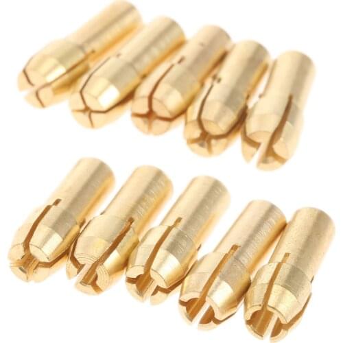 10Pcs 0.5-3.2mm Brass Collet Mini Drill Chuck for Dremel Rotary Tool 4.8mm Shank 0.5/0.8/1.0/1.2/1.5/1.8/2.0/2.4/3.0/3.2mm