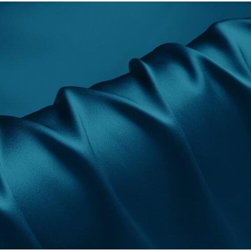 100% silk fabric 16 19 22m/m thick 45"( 114cm )width blue sapphire pure satin charmeuse luxury DIY clothes bedding silk fabric