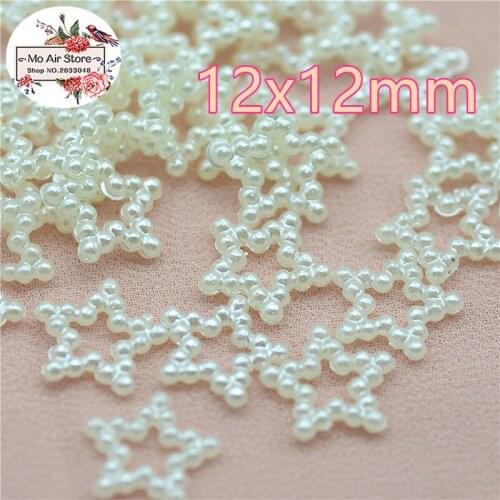 200pcs/lot 12mm ivory star pearl Beads ABS Resin Flatback Simulated pearl Beads Jewelry Crafts