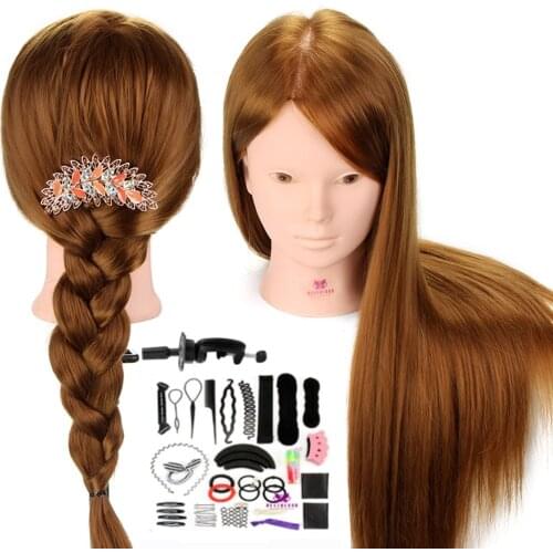 24'' 60% Real Human Hair Mannequin Head for Makeup Practice with Stand Combs Set Blonde Hair Training Head Mannequins with Wigs