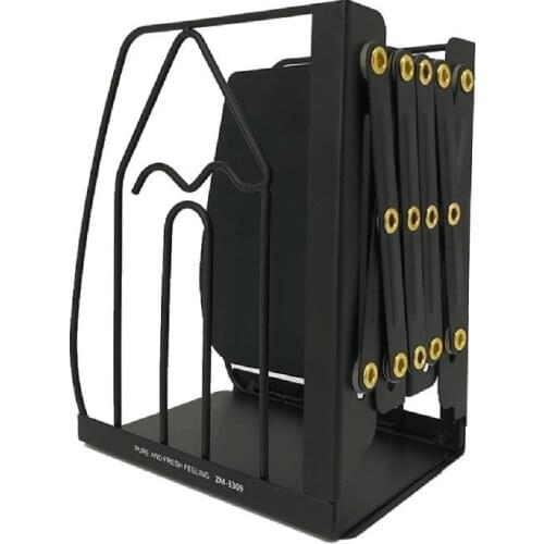 24BB 1 Set Hollow-out Wooden House Metal Bookend Adjustable Iron Bookends Non-Slip Metal Bookends Decorative Metal Bookends