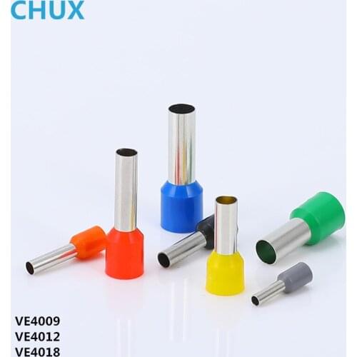 500PCS Electrical Tube Insulating Insulated Terminal VE4009 VE4012 VE4018 Heat shrinkable tube Pin Cable Wire Connector