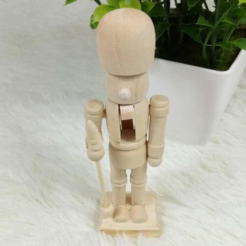 6pcs/set Christmas Wooden Crafts with 1 Brush 6 Pigment 12cm Nutcracker Puppet White Embryo Walnut Soldier Shaped Ornaments