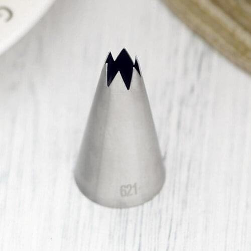 #621 Open Star Piping Nozzle For DIY Meringue Cookies Cake Decorating Cream Paste Tools 6-Teeth Medium Size Icing Tips