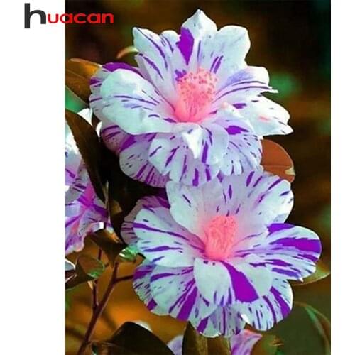 Huacan 5d Diamond Painting Full Drill Flower Room Decor Square/round Diamond Embroidery Mosaic Floral Crystal Wall Sticker