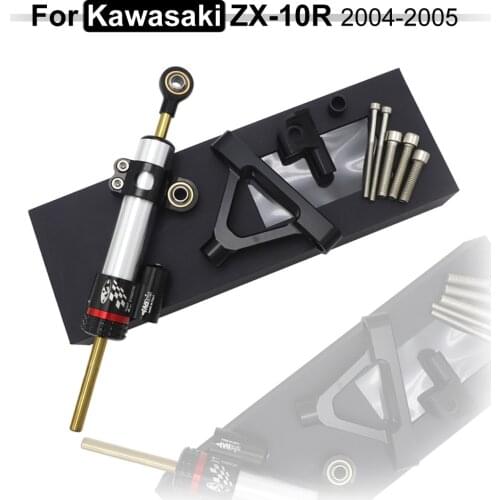 Racing Motorcycle CNC Steering Damper Stabilizer Buffer Control Bar With Mounting Bracket Kit Full Set For Kawasaki ZX10R 04-05