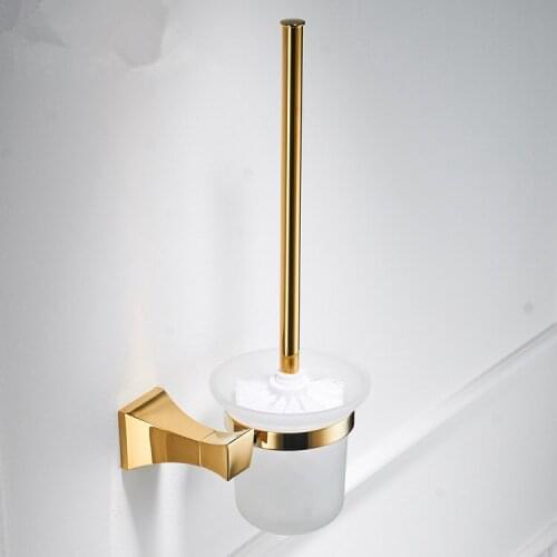 FREE SHIPPING GOLD clour square design toilet brush holder
