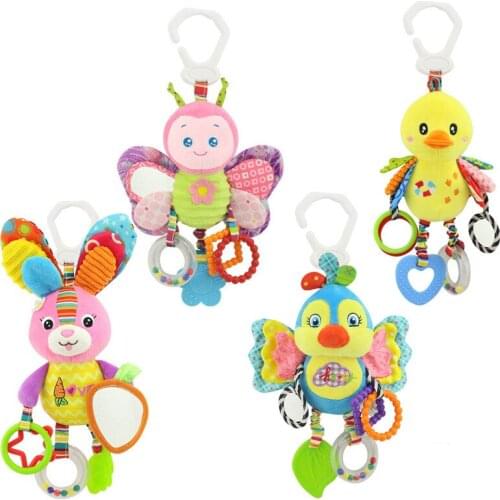 Baby bed bell neonatal toys with BB plush toy for hanging cartoon animal