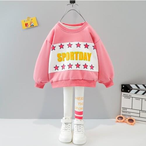 Childrens Autumn Long-Sleeved Sports Suit+Trousers All-Match Fashionable Girls' SweaterTtwo-Piece Suit 6 Months-3 Years Old