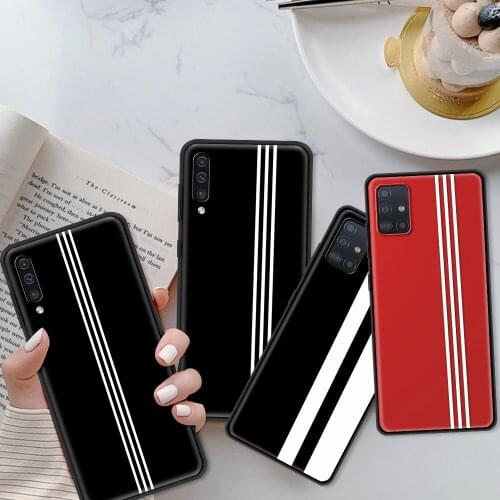 For Samsung A71 A52 A51 A91 A72 A42 A41 A32 A31 A21s A21 EU A12 A11 A02 A02s Fashion Sports Brand Stripes Phone Case Coque