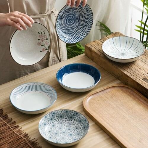 Porcelain plate household dinner plate hand painted underglaze color steak plate rice plate small plate ceramic tableware