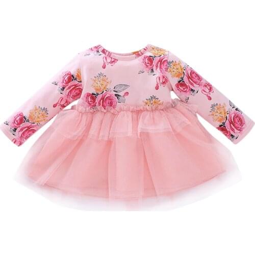 Newborn Infant Baby Girls Clothes Floral Print Tulle Dress Party Princess Dresses for Girl Elegent Costume for Baby 6 9 12 18M