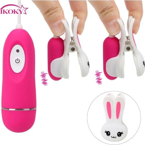 IKOKY 10 Speeds G spot Vibrator Nipple Clip Clitoris Clip Breast Massage Clitoral Stimulation Sex Toys for Women