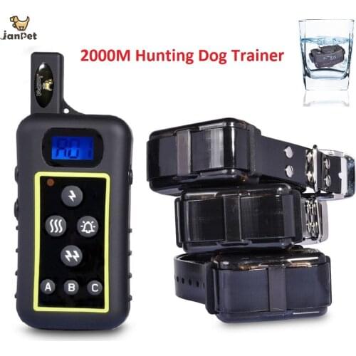 JANPET Hunting Large/Medium Dogs Training System Waterproof Rechargeable 2000m Remote Pet Dog Trainer Collars