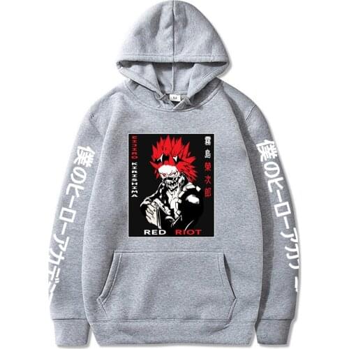 2021 Japanese Anime My Hero Academia Unisex Hoodies Sweatshirts Kirishima Eijirou Printed Men Women Oversized Unisex Clothing