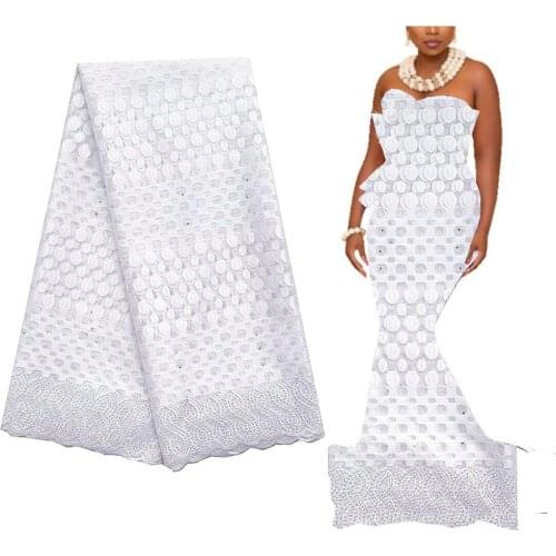 White African Lace Fabric 2020 High Quality Embroidered Lace 5 yards French Tulle Lace Fabric 3d Flowers Cord Swiss Lace Fabric