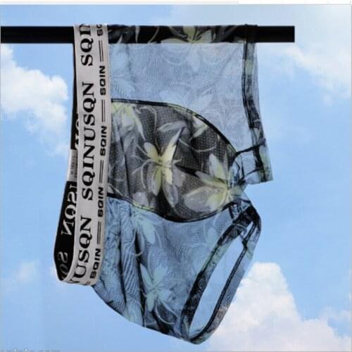 Summer Ice silk gauze mens underwear boxer pants transparent personality summer breathable cool boxers