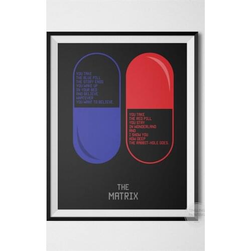 Matrix Neo Poster, Sci Fi Movie Prints, 90s Films, Morpheus, Red Pill, Blue Pill, Keanu Reeves, Home Decor Canvas Painting