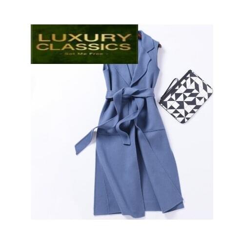 Fashion 95% Double-side 2021 Cashmere Womens Vest Long Solid Wool Coat Female Waistcoat Women Wool Colete Feminino W1127