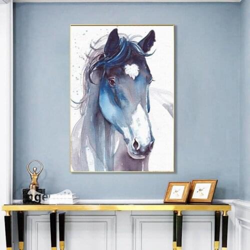 Nordic Cool Watercolor Horse Wild Animals Canvas Painting Posters and Prints Cuadros Wall Art Picture for Living Room Home Decor