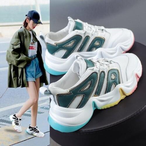 New Womens Casual Fashion All-match Lace-up Large Wavy Platform Bottom White Shoes