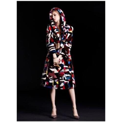 New, genuine, natural mink coat, womens jacket, womens long coat, colorful, free shipping
