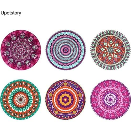 Upestory Creative 3D Mandala Floral Pattern Drink Coasters Home Fashion Heat-insulated Dinning Table Mats Coffee Cup Pads Rugs