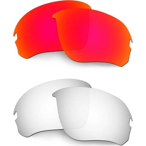 HKUCO Polarized Replacement Lenses For Flak Draft Sunglasses Red/Silver 2 Pairs