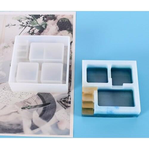DIY Crystal Epoxy Mould Succulent Flower Potted Silicone Square Mold Resin Making Tools Craft Jewelry Desktop Gadgets