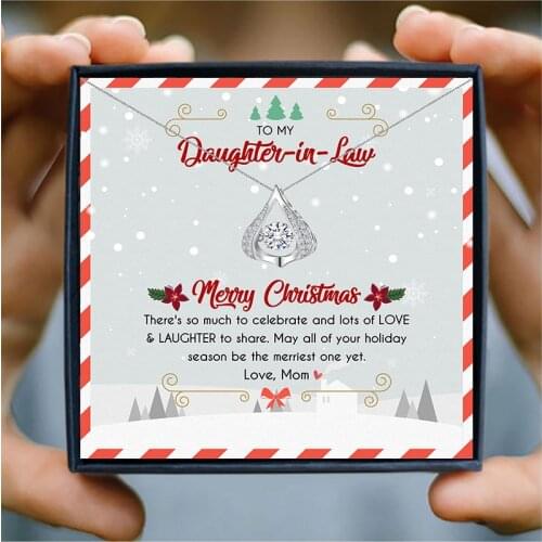 Christmas Drop Crystal Necklace Women to Daughter in law Small AAA Zircon Pendant Necklace Family Jewelry Birthday Gift