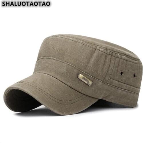 SHALUOTAOTAO Mens Flat Cap Snapback Spring Fashion Cotton Military Hats For Women Adjustable Size Retro Leisure Brands Tide Hat
