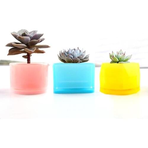 3pcs/set Silicone Mold Geometric Polygonal Concrete Flower Pot Vase Mould DIY Aromatherapy Candle Decoration