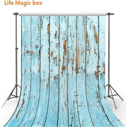 Back Drops Vinyl Wall Stickers Blue Vintage Vertical Wood Bred Foto-335
