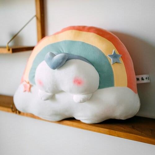 High Quality Cartoon Rainbow Pillow Kawaii Colorful Animal Butt Cushion Comfortable Plush Toy Sleeping Pillow Birthday Gifts