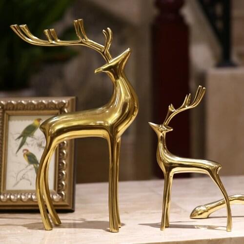 High-grade-TOP Master ART HOME office GOOD decorative art# handmade Auspicious lucky bring wealth brass deer statue Sculpture