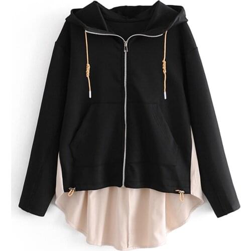 KONDALA Womens Sweatshirt Za 2020 Streetwear Patchwork Zipper Hoodies Mujer Autumn Long Sleeve Loose Sports Jackets