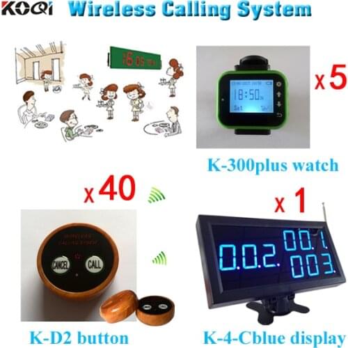 1 Display Receiver + 5 Watch Vibrate + 40 Press Calling Buzzers ) Waiter Call System Button