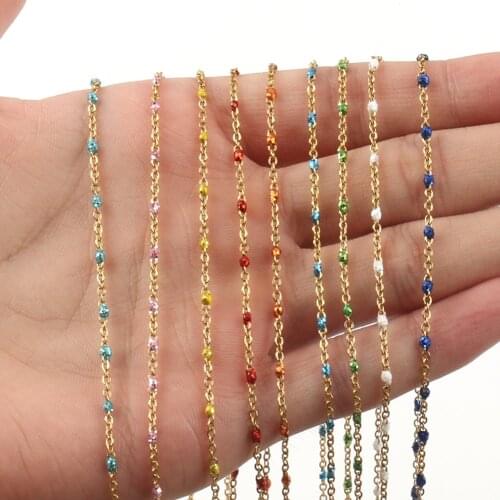 1 Meter Gold Color Wire Wrapped Rosary Chain Shiny Stone Bead Chains for Jewelry Making DIY Bracelet Necklace Anklet Accessories