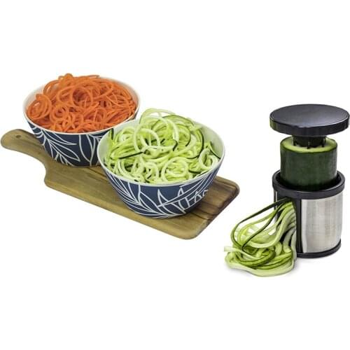 1PC Manual Spiralizer Vegetable Slicer Stainless Steel Spiral Cutter With Cleaning Brush Zoodle Maker Kitchen Gadgets QA 083