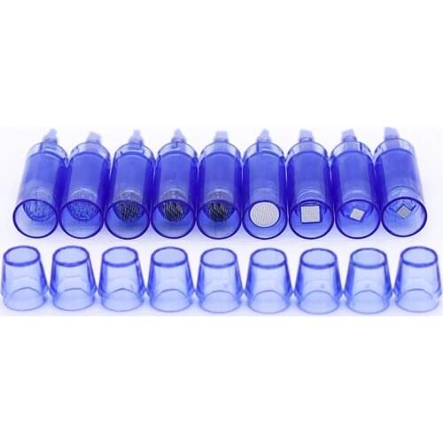 10Pcs A1 A6 Electric Tip Needles 9 12 24 36 42 Nano Blue Transparent Bayonet Screw Mouth General-Purpose Tattoo Micro Needles