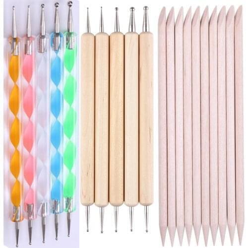 3/5/7/10PCS Multi-Styles Nail Wood Sticks Nail Dotting Pen Nail Brush Kits Nail Art Rhinestones Gems Picking Pen Nail Art Tools